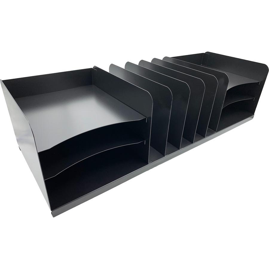Huron Vertical/Horizontal Combo Desk Organizer - 11 Compartment(s) - Horizontal/Vertical - 8" Height x 30" Width x 11" Depth - Durable - Black - Steel - 1 Each. Picture 3