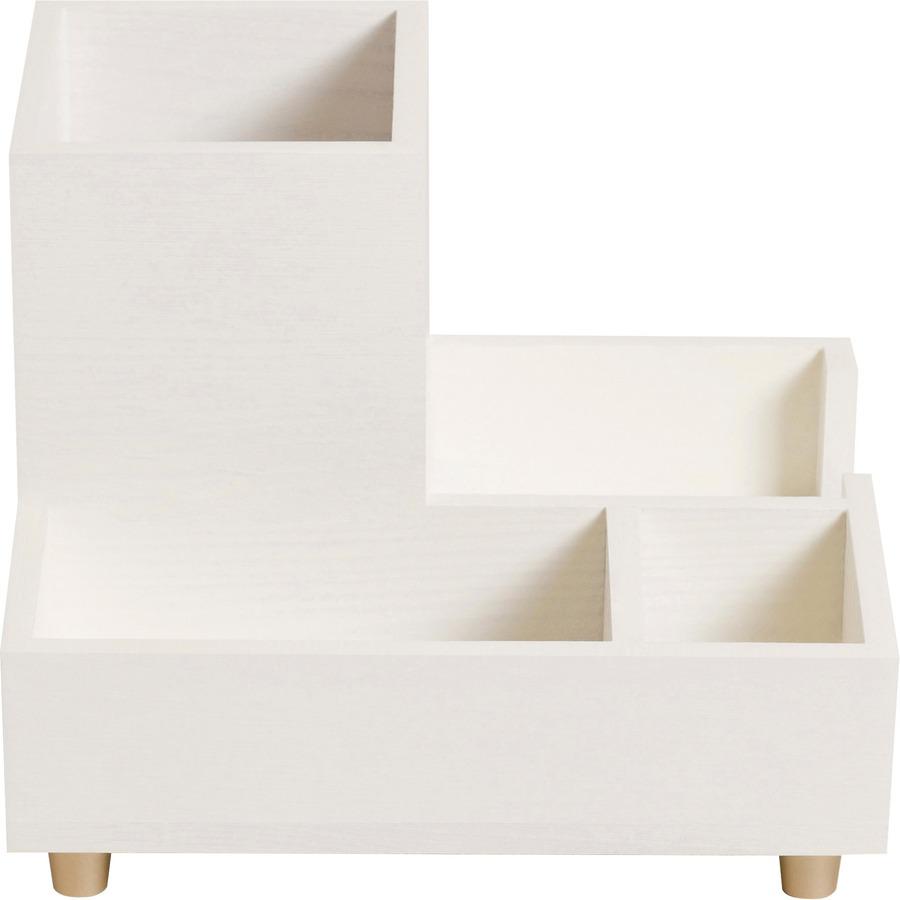 U Brands Juliet Collection Compartment Cup - 4 Compartment(s) - 4.5" Height x 6" Width x 6" DepthDesktop, Tabletop - White - Pine Wood, Brass - 1 Each. Picture 6