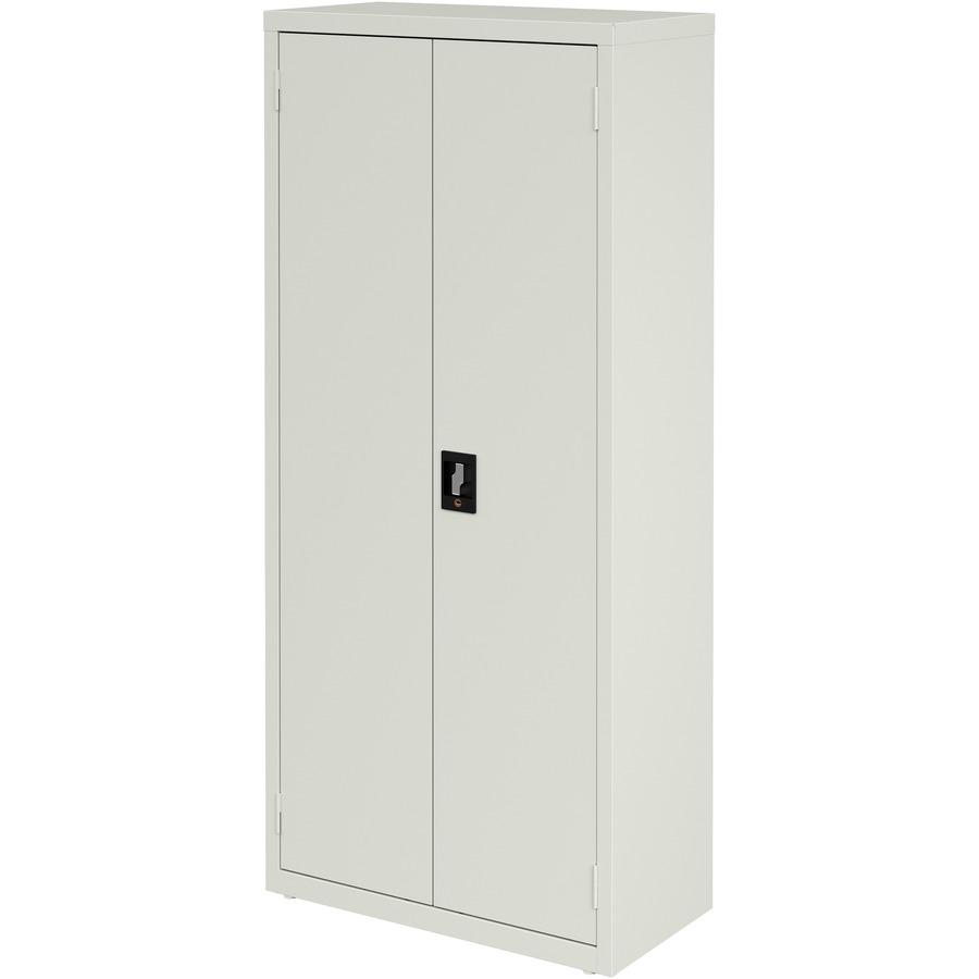 Lorell Fortress Series Slimline Storage Cabinet - 30" x 15" x 66" - 4 x Shelf(ves) - 720 lb Load Capacity - Durable, Welded, Nonporous Surface, Recessed Handle, Removable Lock, Locking System - Light . Picture 3