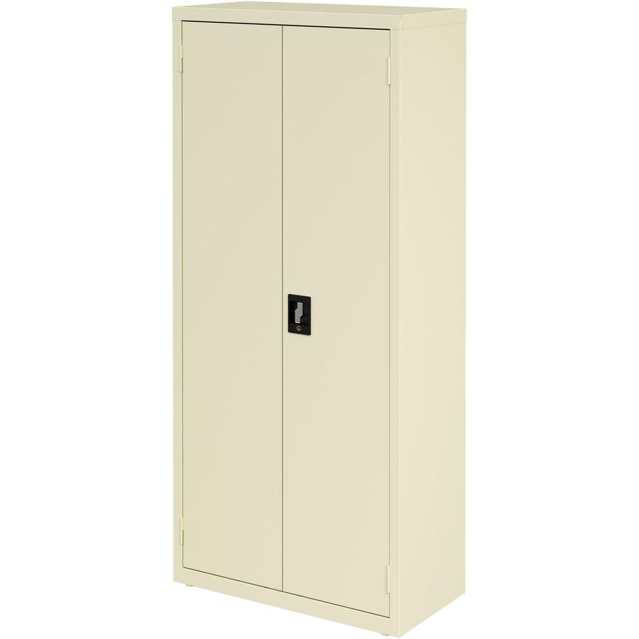Lorell Fortress Series Slimline Storage Cabinet - 30" x 15" x 66" - 4 x Shelf(ves) - 720 lb Load Capacity - Durable, Welded, Nonporous Surface, Recessed Handle, Removable Lock, Locking System - Putty . Picture 9