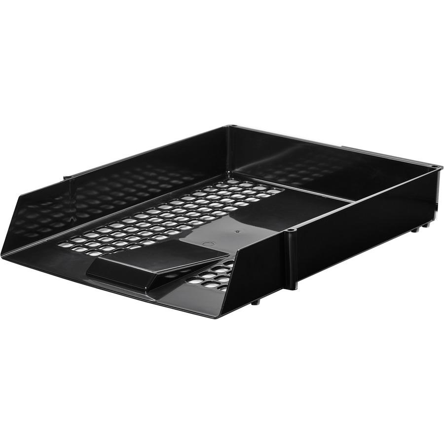 Deflecto AntiMicrobial Industrial Front-Load Tray - 2.4" Height x 10.8" Width x 13.8" DepthDesktop - Antimicrobial, Lightweight, Mildew Resistant, Front Loading - Black - Polystyrene. Picture 6