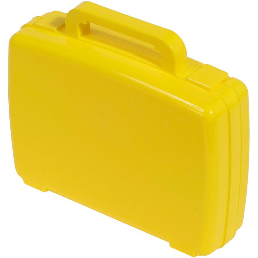Deflecto Antimicrobial Storage Case Yellow - External Dimensions: 8.6" Width x 10.2" Depth x 2.7" Height - Snap-tight Closure - Plastic - Yellow - For Photo, Art/Craft Supplies. Picture 3