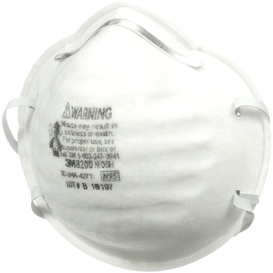 3M N95 Particle Respirator 8200 Masks - 2-Packs - Airborne Particle, Mold, Dust, Granular Pesticide, Allergen Protection - White - Disposable, Lightweight, Stretchable, Adjustable Nose Clip - 12 / Car. Picture 4