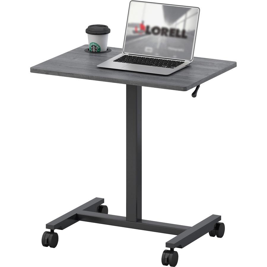 Lorell Height-adjustable Mobile Desk - Weathered Charcoal Laminate Top - Powder Coated Base - Adjustable Height - 30" to 43.63" Adjustment - 43" Height x 26.63" Width x 19.13" Depth - Assembly Require. Picture 8