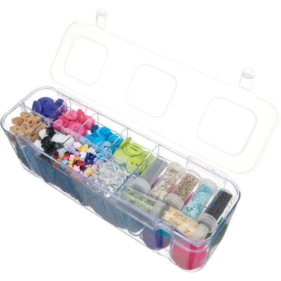 Deflecto Caddy Storage Tray - 9 Compartment(s) - 1.3" Height x 13.1" Width x 3.8" DepthDesktop - Portable, Stackable - Clear - Polystyrene - 1 Each. Picture 4