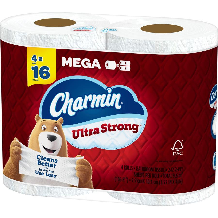 Charmin Ultra Strong Bath Tissue - 2 Ply - White - 4 Rolls Per Pack - 1 Pack. Picture 6