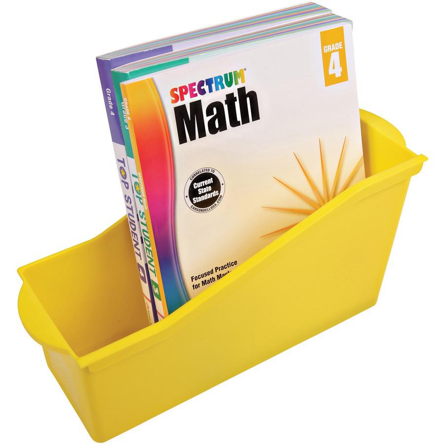 Deflecto Antimicrobial Kids Book Bin - 7.4" Height x 14.2" Width x 5.3" Depth - Antimicrobial, Lightweight, Portable, Mold Resistant, Mildew Resistant, Stackable, Handle - Yellow - Polypropylene - 1 E. Picture 3