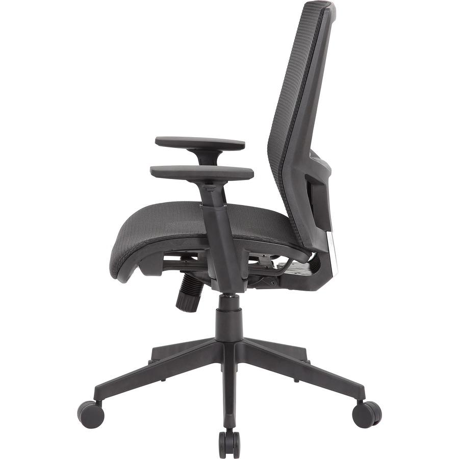 Boss Mesh Task Chair - Black Seat - Black Back - Black Frame - 5-star Base - Mesh - Armrest - 1 Each. Picture 6