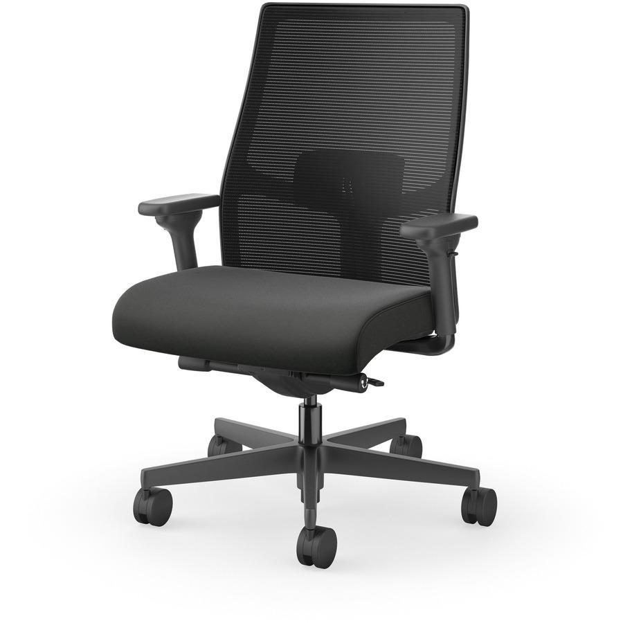 HON Ignition 2.0 Mid-back Big & Tall Task Chair - Black Foam Seat - Black Back - Black Frame - Mid Back - 5-star Base - Armrest - 1 Each. Picture 5