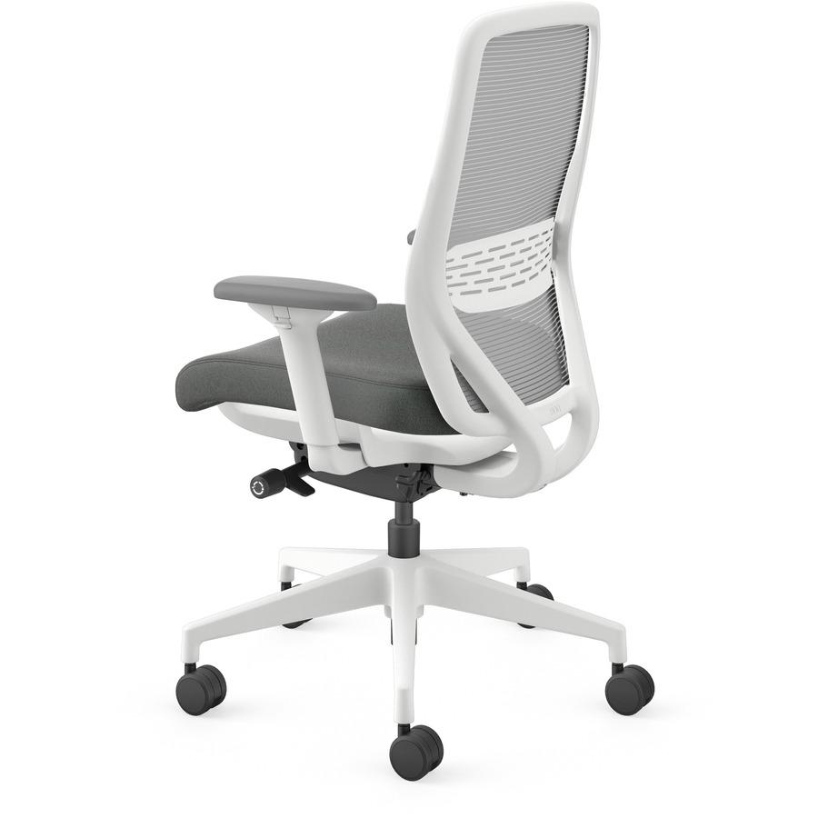 HON Nucleus Recharge Task Chair - Iron Ore Fabric Seat - Fog Back - Designer White Frame - Armrest - 1 Each. Picture 5
