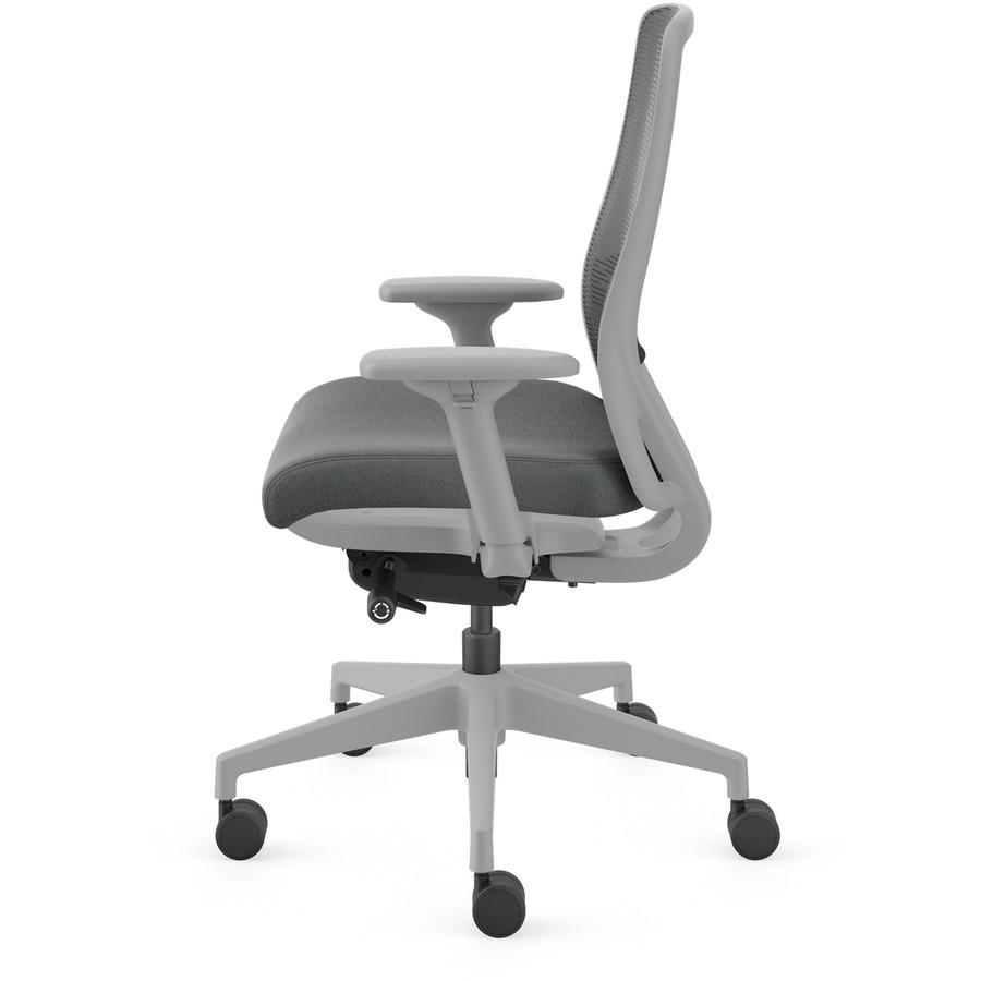 HON Nucleus Task Chair KD - Black Fabric Seat - Black Back - Titanium Frame - Armrest - 1 Each. Picture 3
