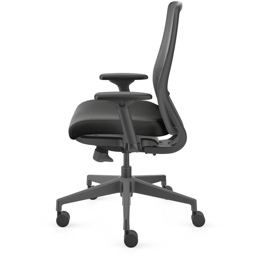 HON Nucleus Task Chair KD - Black Fabric Seat - Black Back - Armrest - 1 Each. Picture 3