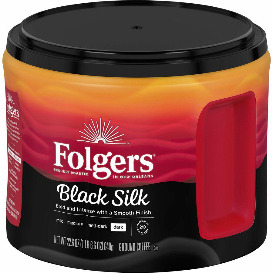 Folgers&reg; Ground Black Silk Coffee - Dark - 22.6 oz - 6 / Carton. Picture 4