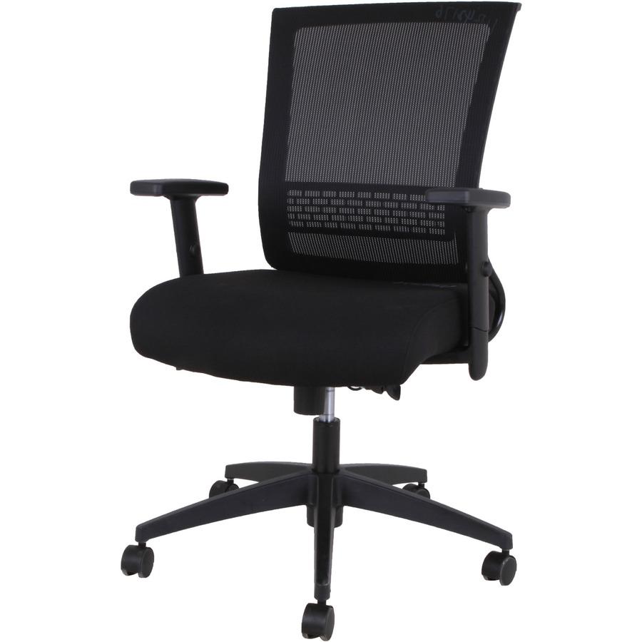 Lorell Mid-back Mesh Chair - Mid Back - 5-star Base - Black - Armrest - 1 Each. Picture 7