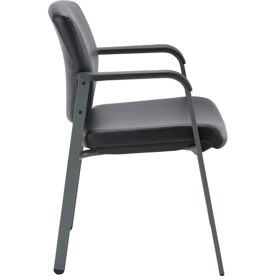 Lorell Healthcare Upholstery Guest Chair - Steel Frame - Square Base - Black - Vinyl - Armrest - 1 Each. Picture 5