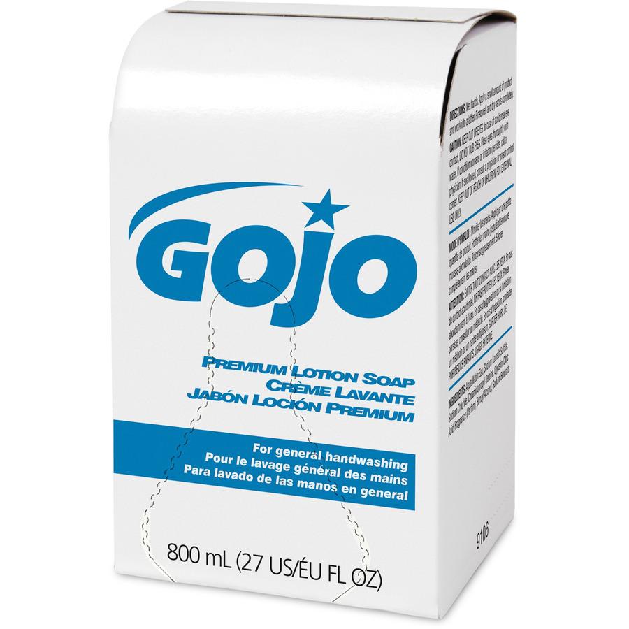 GOJO&reg; Premium Lotion Hand Soap Refills, Waterfall Fragrance, 800 mL, Case Of 12 Refills - Waterfall ScentFor - 27.1 fl oz (800 mL) - Kill Germs, Bacteria Remover, Dirt Remover - Hand, Skin - Moist. Picture 4