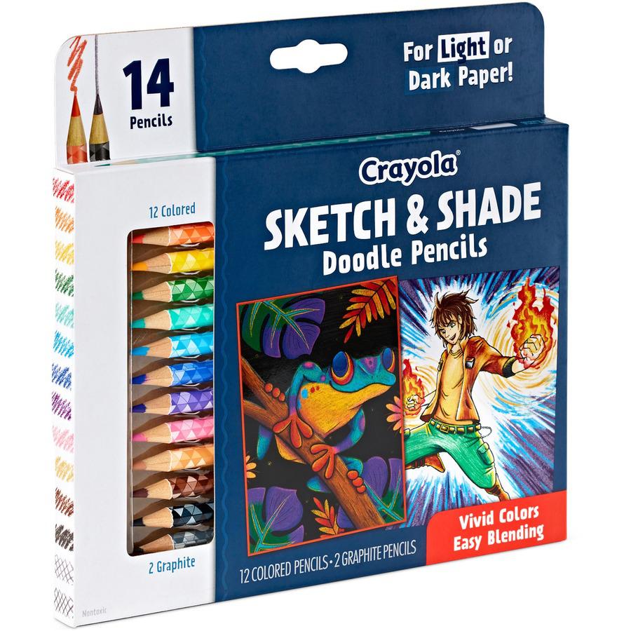 Crayola Sketch & Shade Doodle Pencils - 2H, HB Lead - Graphite Lead - Multicolor Barrel - 14 / Pack. Picture 5