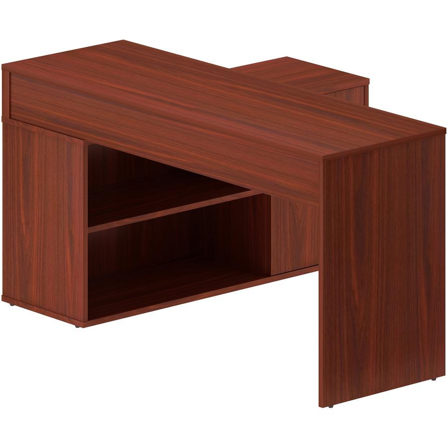 LYS L-Shape Workstation with Cabinet - Laminated L-shaped Top - 200 lb Capacity - 29.50" Height x 60" Width x 47.25" Depth - Assembly Required - Mahogany - Particleboard - 1 Each. Picture 6