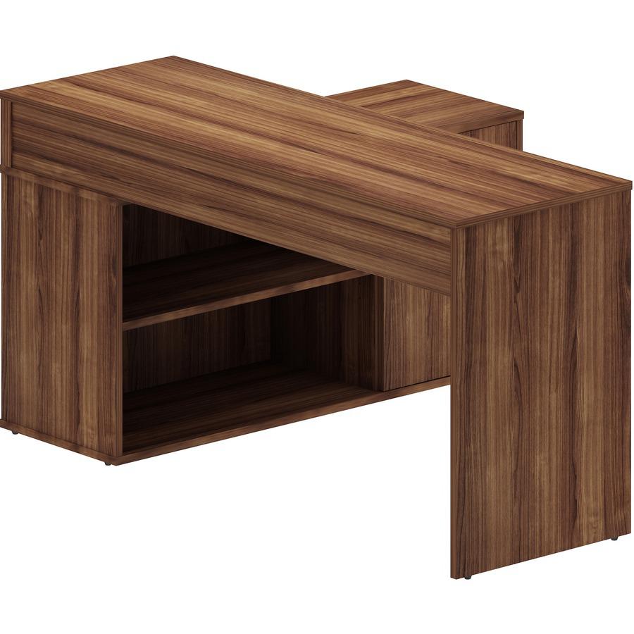 LYS L-Shape Workstation with Cabinet - Laminated L-shaped Top - 200 lb Capacity - 29.50" Height x 60" Width x 47.25" Depth - Assembly Required - Walnut - Particleboard - 1 Each. Picture 6