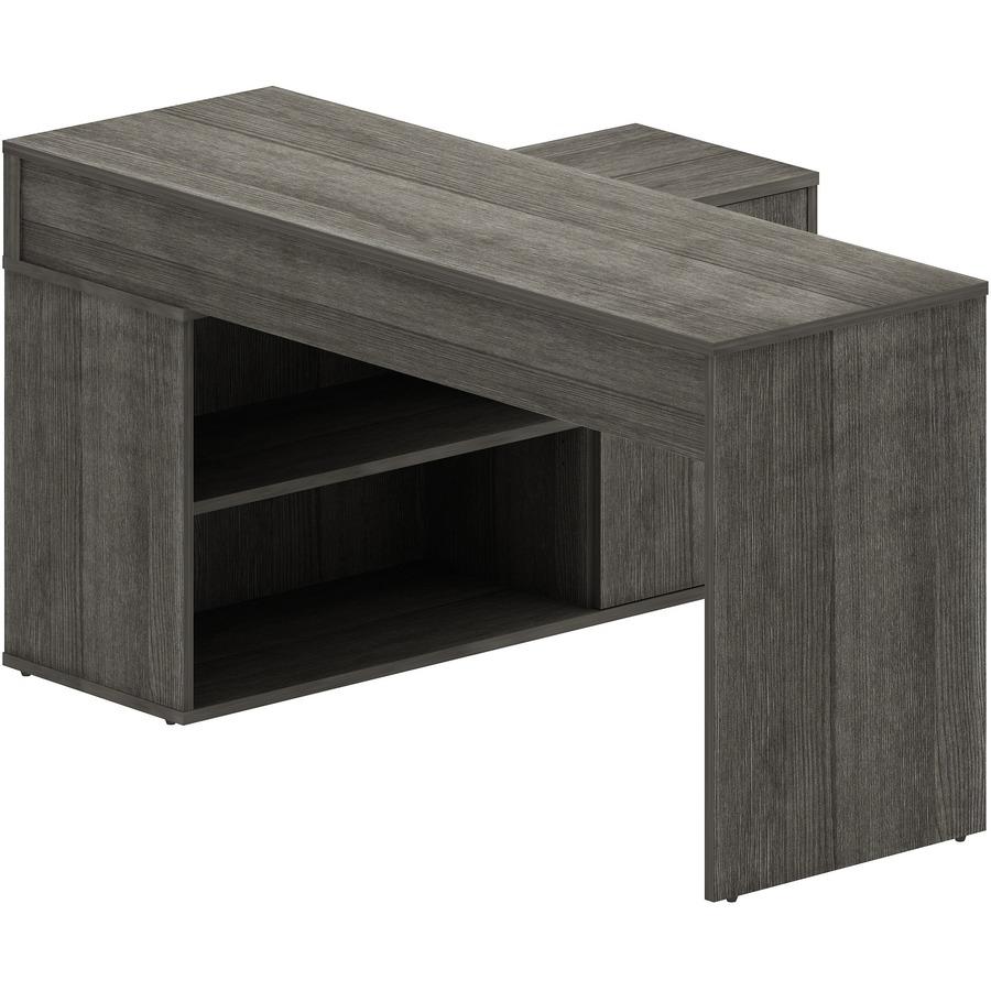 LYS L-Shape Workstation with Cabinet - Laminated L-shaped Top - 200 lb Capacity - 29.50" Height x 60" Width x 47.25" Depth - Assembly Required - Weathered Charcoal - Particleboard - 1 Each. Picture 6