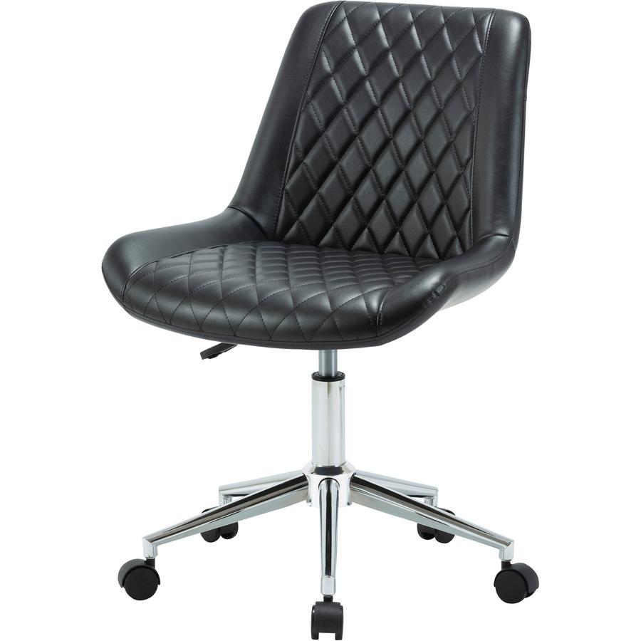 LYS Low Back Office Chair - Black Plywood, Bonded Leather Seat - Black Plywood, Vinyl Back - Low Back - 1 Each. Picture 7