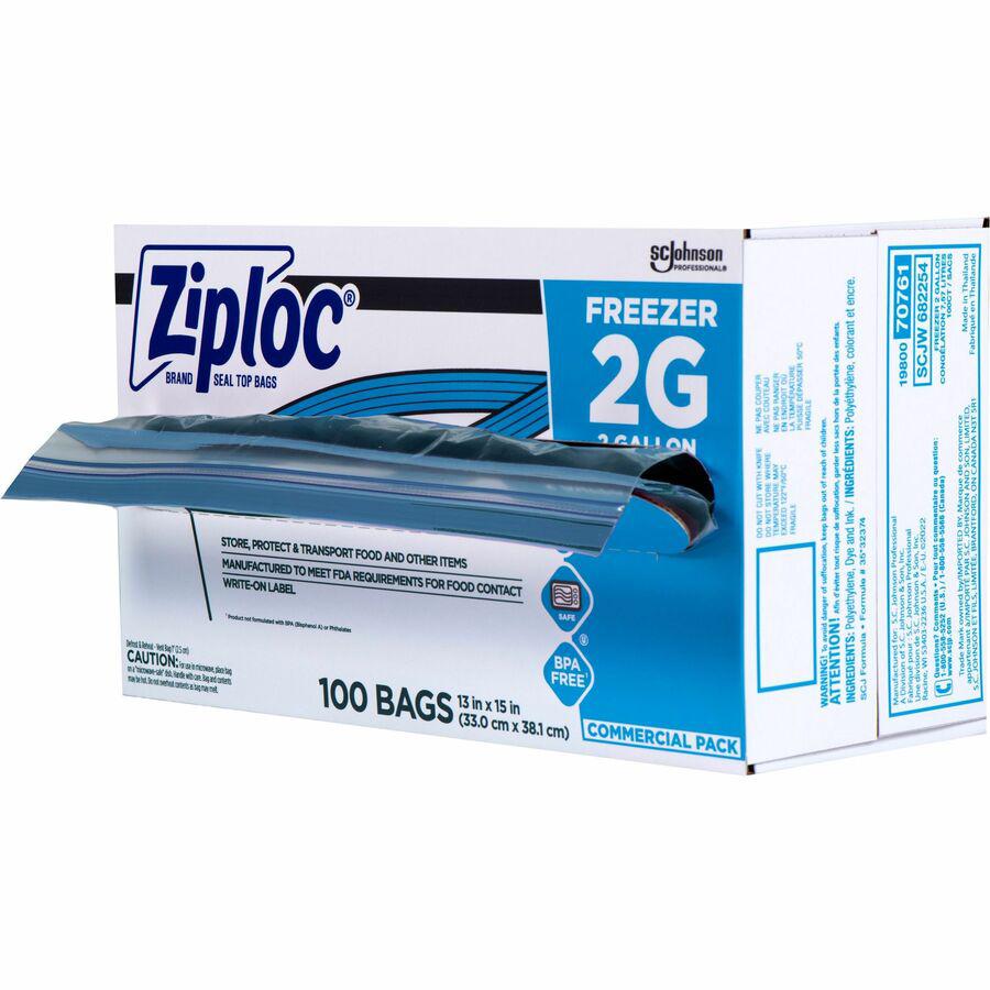 Ziploc&reg; Grip n' Seal Freezer Bags - 2 gal Capacity - 13" Width x 15" Length - Blue - Plastic - 1Carton - Food, Meat, Poultry, Fish. Picture 6