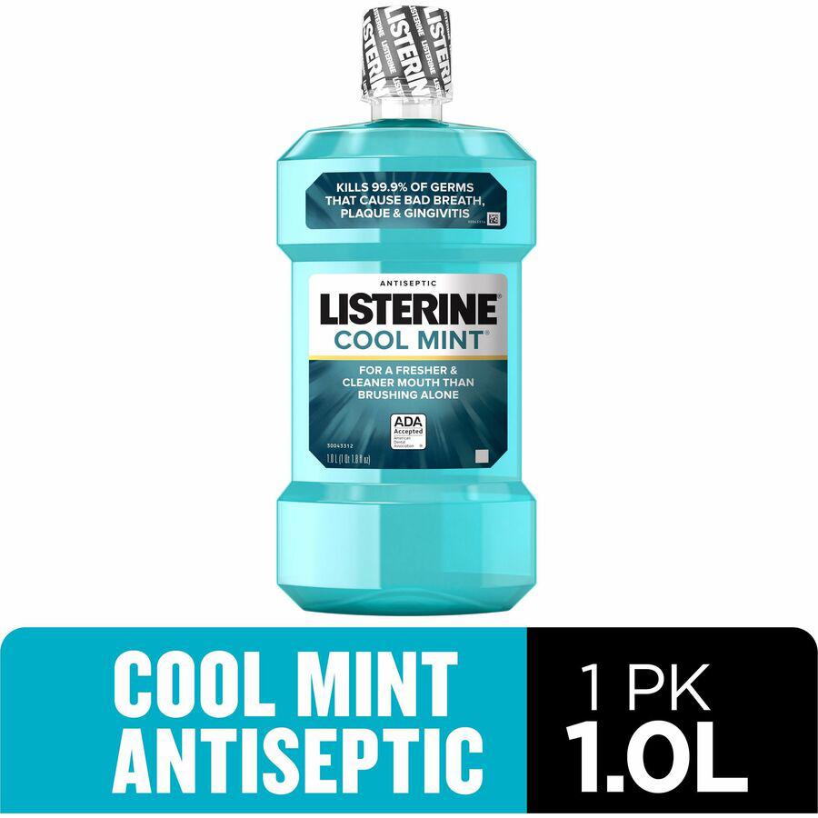 LISTERINE&reg; Cool Mint Antiseptic Mouthwash - For Bad Breath, Cleaning - Cool Mint - 1.06 quart - 6 / Carton. Picture 7