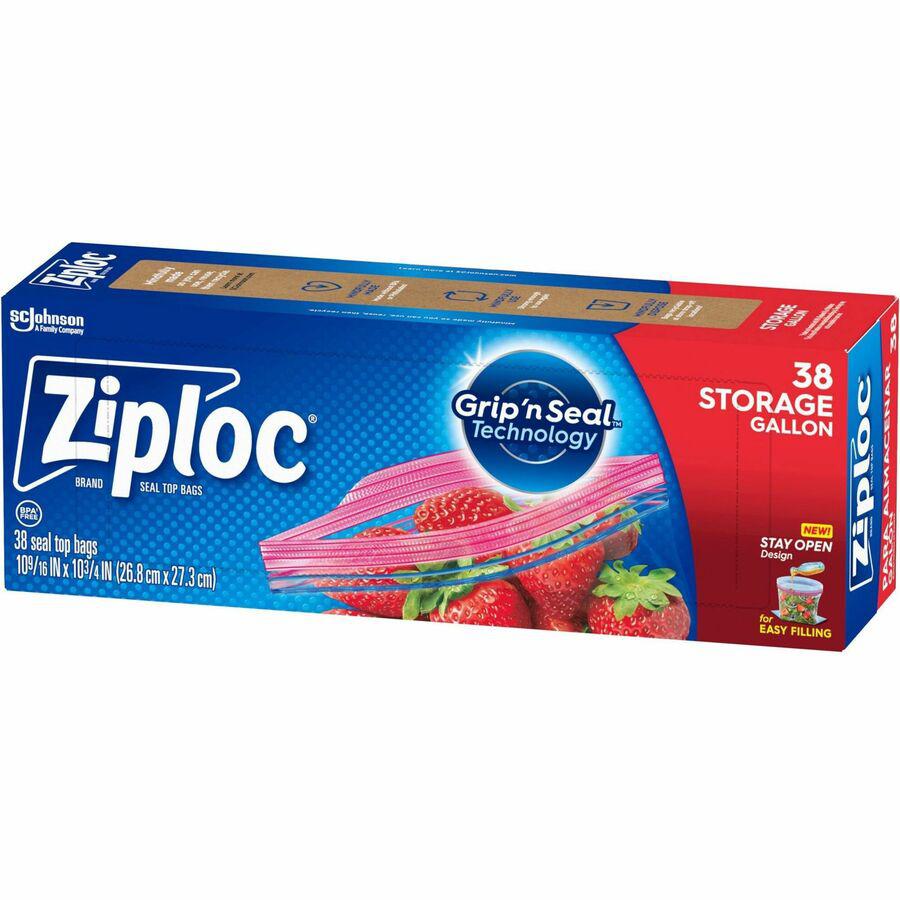 Ziploc&reg; Stand-Up Storage Bags - 1 gal Capacity - Blue - 38/Box - Kitchen, Storage. Picture 7