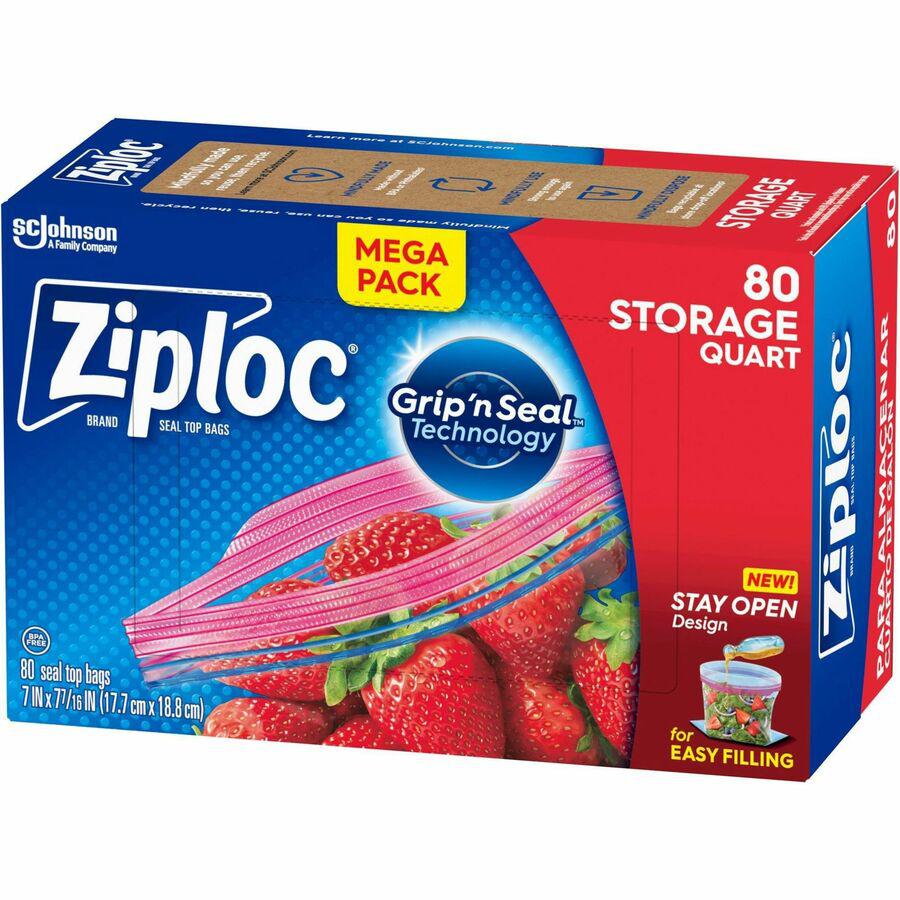 Ziploc&reg; Stand-Up Storage Bags - 1 quart Capacity - Blue - 80/Box - Kitchen, Storage. Picture 7