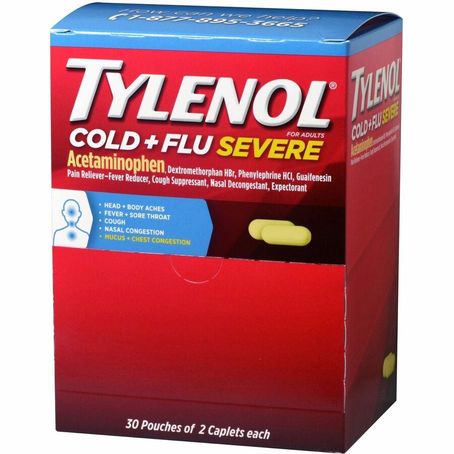 Tylenol Cold & Flu Severe Single-Dose Packets - For Tylenol Cold, Flu, Fever, Body Ache, Pain, Headache, Sore Throat, Nasal Congestion, Cough - 30 / BoxPacket. Picture 4