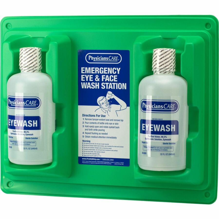 First Aid Only Twin-Bottle Eyewash Station - 1 quart - Clear. Picture 3