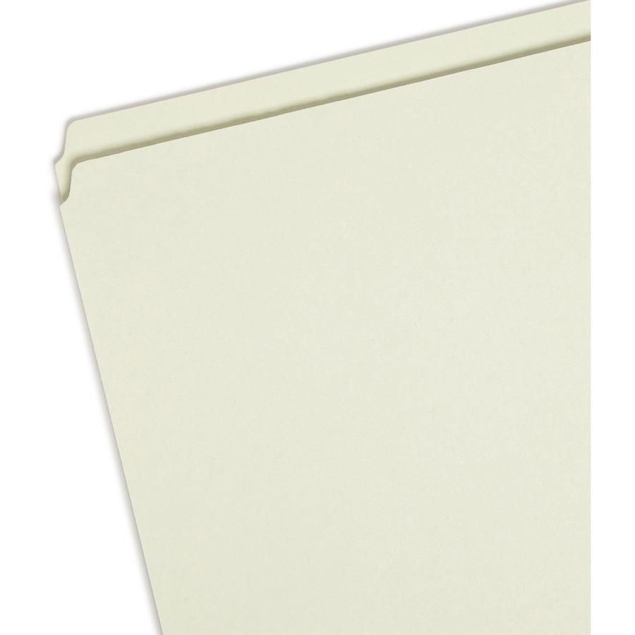 Smead Straight Tab Cut Letter Recycled Top Tab File Folder - 1" Folder Capacity - 8 1/2" x 11" - 1" Expansion - Pressboard - Gray, Green - 100% Recycled - 25 / Box. Picture 5