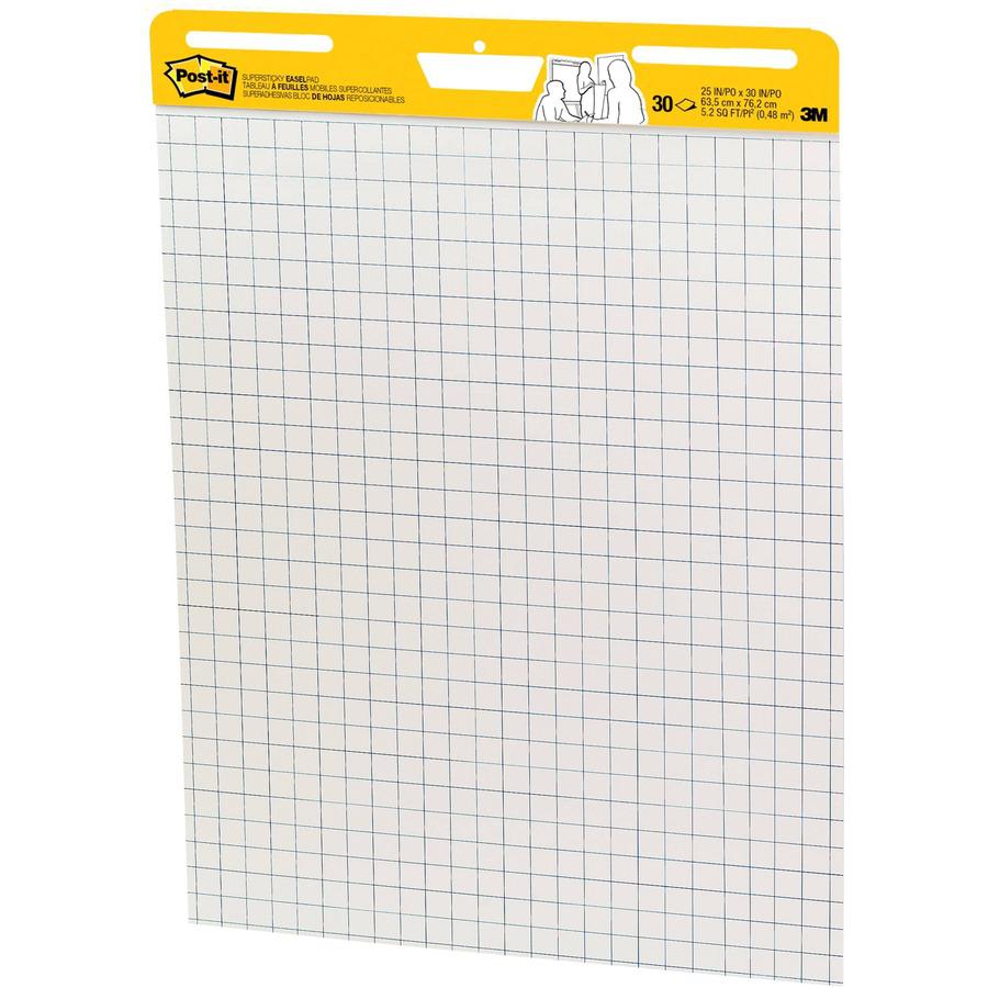 Post-it&reg; Self-Stick Easel Pad Value Pack - 30 Sheets - Stapled - Feint - Blue Margin - 18.50 lb Basis Weight - 25" x 30" - White Paper - Self-adhesive, Repositionable, Resist Bleed-through, Remova. Picture 3