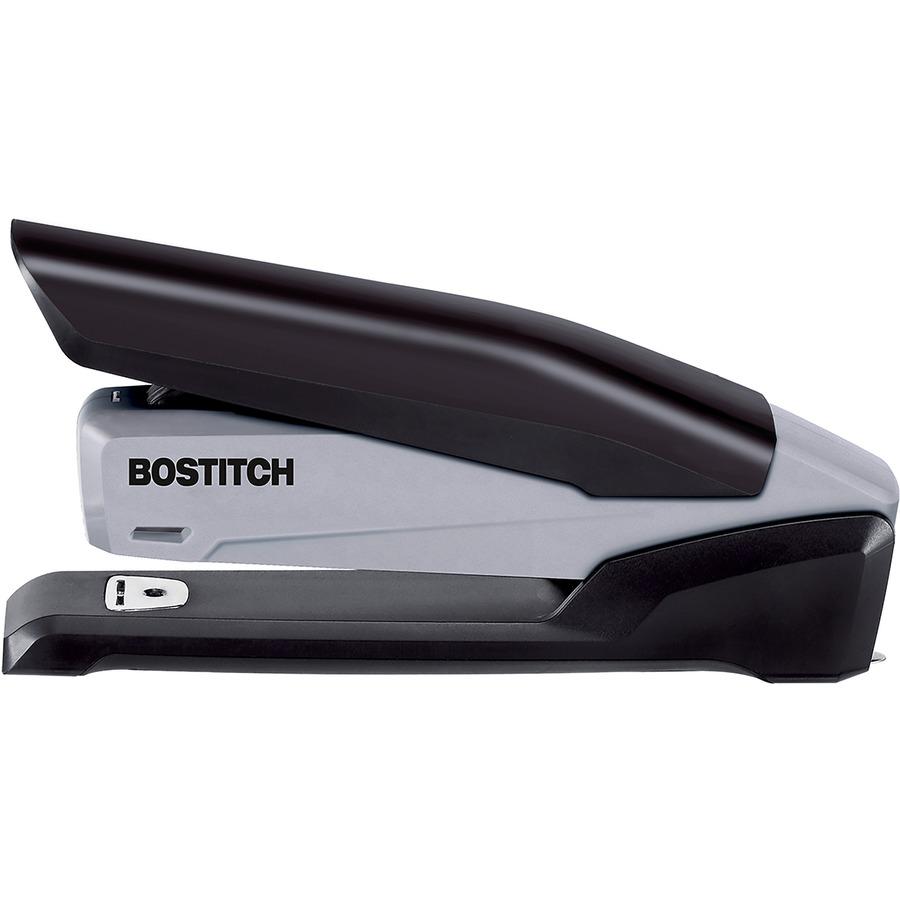 Bostitch InPower Spring-Powered Antimicrobial Desktop Stapler - 20 Sheets Capacity - 210 Staple Capacity - Full Strip - 1 Each - Silver, Black. Picture 6