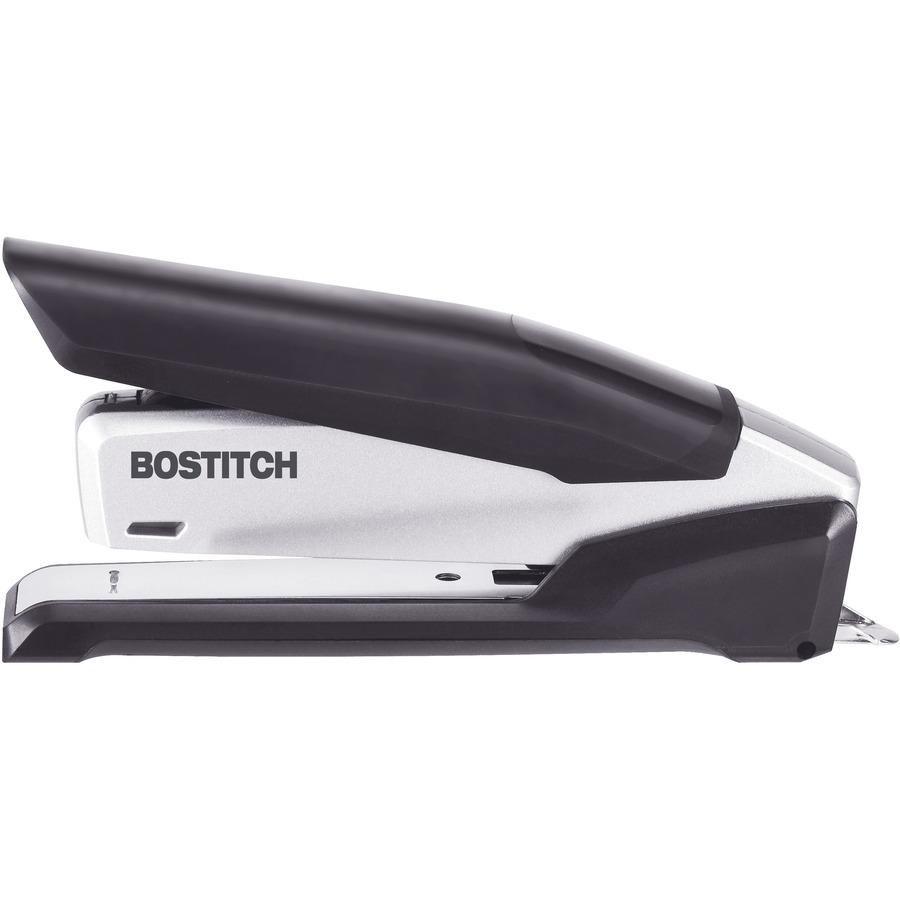 Bostitch InPower Spring-Powered Antimicrobial Desktop Stapler - 28 Sheets Capacity - 210 Staple Capacity - Full Strip - 1 Each - Silver, Black. Picture 4