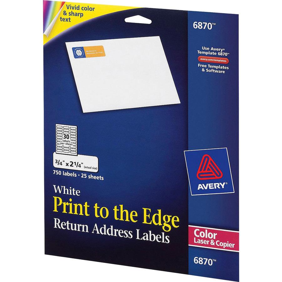 Avery&reg; Print-to-the-Edge Copier Address Labels - 3/4" Width x 2 1/4" Length - Permanent Adhesive - Rectangle - Laser - White - Paper - 30 / Sheet - 25 Total Sheets - 750 Total Label(s) - 750 / Pac. Picture 5