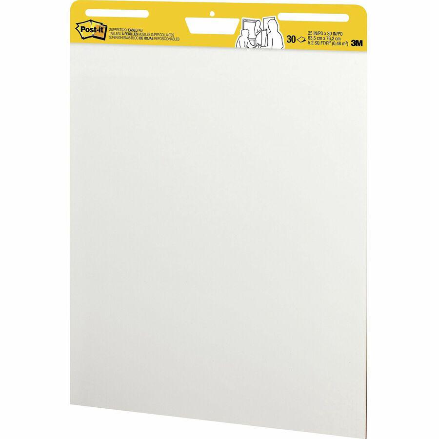 Post-it&reg; Super Sticky Easel Pad - 30 Sheets - Plain - Stapled - 18.50 lb Basis Weight - 25" x 30" - White Paper - Self-adhesive, Repositionable, Resist Bleed-through, Removable, Sturdy Back, Cardb. Picture 4
