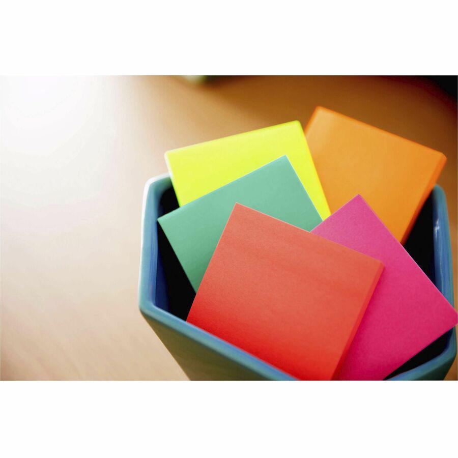 Post-it&reg; Pop-up Adhesive Note - 600 - 3" x 3" - Square - 100 Sheets per Pad - Unruled - Electric Blue, Limeade, Neon Orange, Neon Pink, Concord - Paper - Pop-up, Self-adhesive, Repositionable - 6 . Picture 4