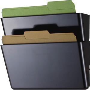 Officemate Wall Mountable Space-Saving Files - 7" Height x 13" Width x 4.1" Depth - Black - Plastic - 2 / Box. Picture 2