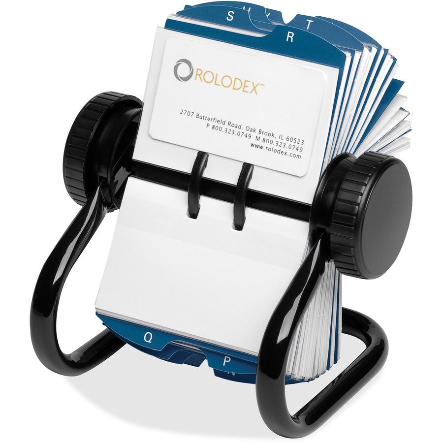 Rolodex Rotary A-Z Index Business Card Files - 400 Card Capacity - For 2.63" x 4" Size Card - 24 Index Guide - Black. Picture 2