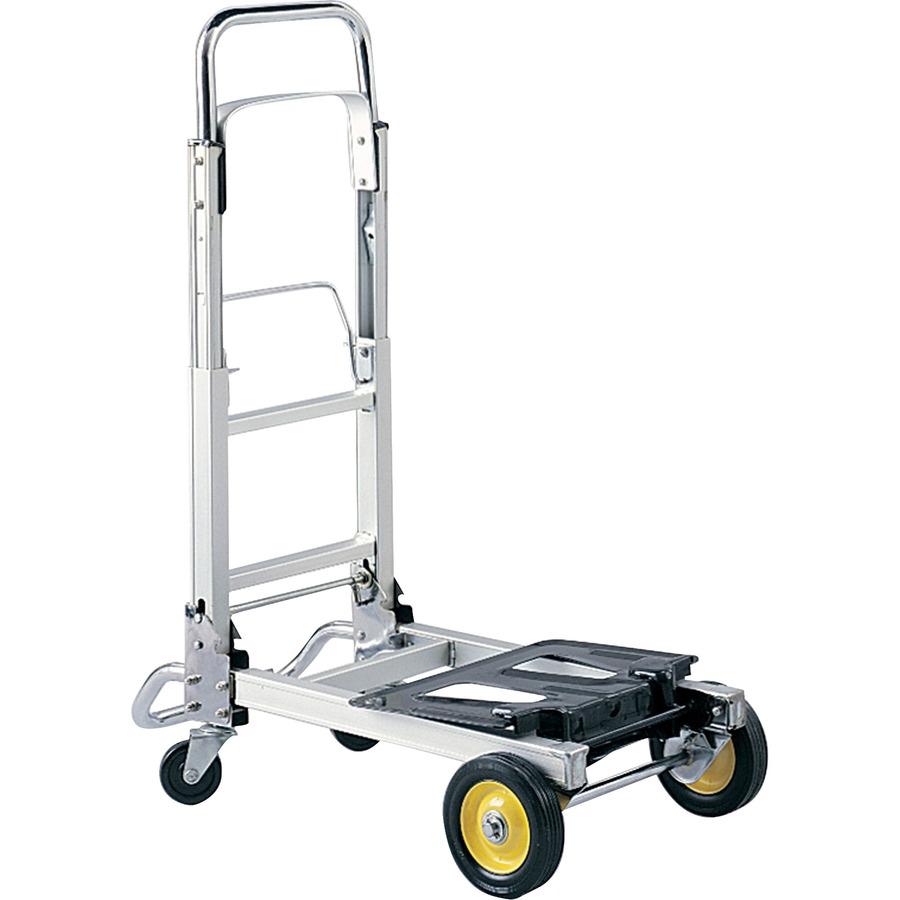 Safco HideAway Convertible Hand Truck - 400 lb Capacity - 4 Casters - 6" , 3" Caster Size - Aluminum - x 15.5" Width x 43" Depth x 36" Height - Silver - 1 Each. Picture 3