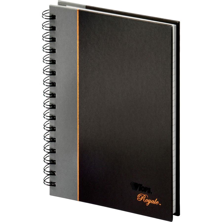 TOPS Sophisticated Business Executive Notebooks - 96 Sheets - Wire Bound - 20 lb Basis Weight - 5 7/8" x 8 1/4" - White Paper - Gray Binding - Black Cover - Hard Cover, Numbered, Ribbon Marker, Heavyw. Picture 4