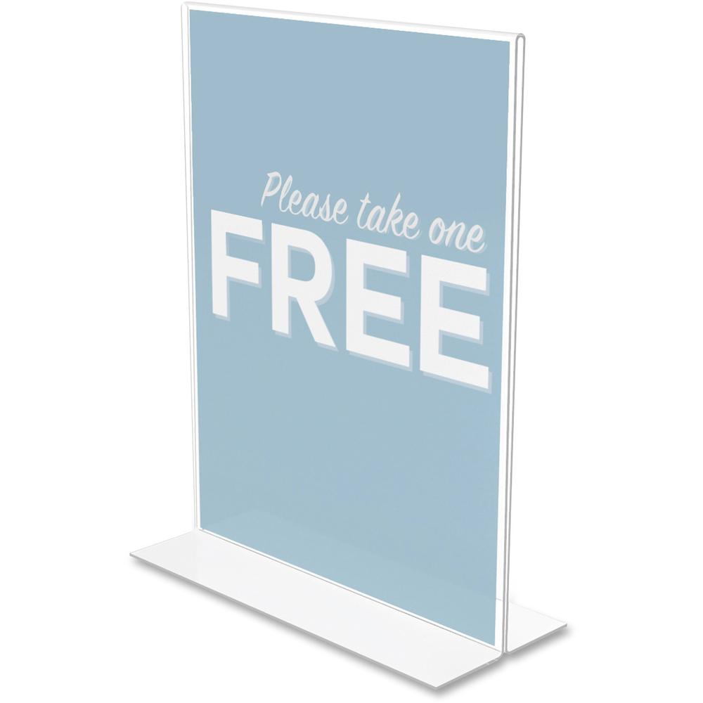 Deflecto Classic Image Double-Sided Sign Holder - 1 Each - 8.5" Width x 11" Height - Rectangular Shape - Self-standing, Bottom Loading - Indoor, Outdoor - Plastic - Clear. Picture 7