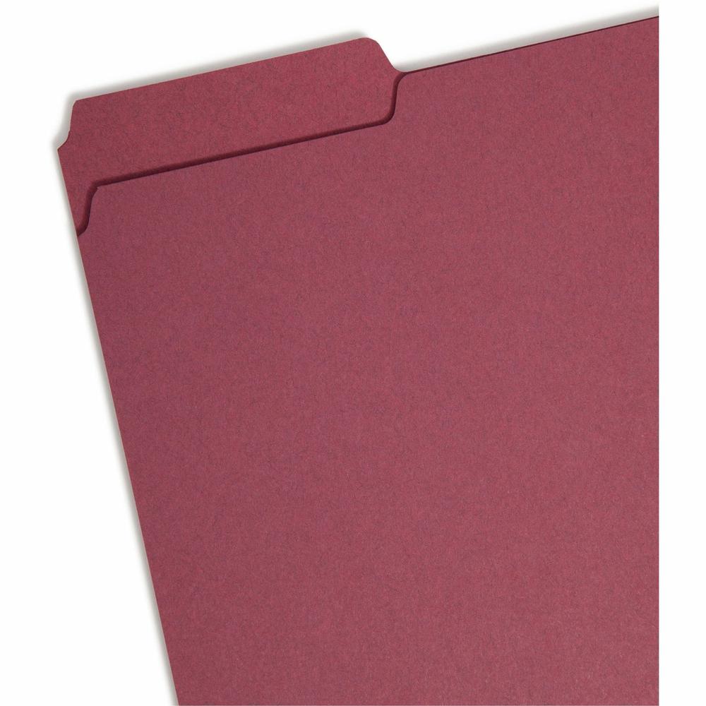 Smead 1/3 Tab Cut Letter Recycled Hanging Folder - 8 1/2" x 11" - 3/4" Expansion - Top Tab Location - Assorted Position Tab Position - Maroon - 10% Recycled - 100 / Box. Picture 5