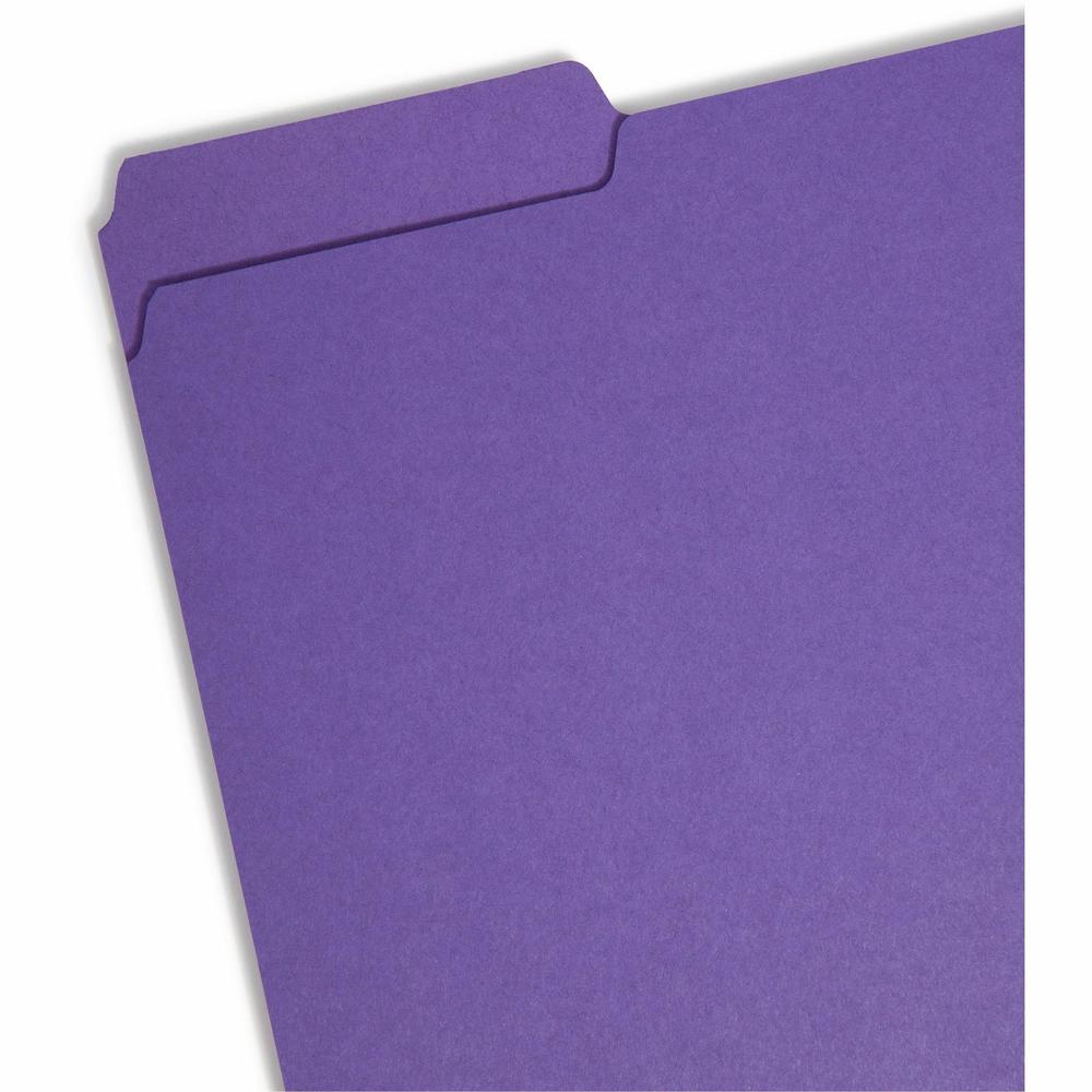 Smead 1/3 Tab Cut Letter Recycled Hanging Folder - 8 1/2" x 11" - 3/4" Expansion - Top Tab Location - Assorted Position Tab Position - Purple - 10% Recycled - 100 / Box. Picture 4