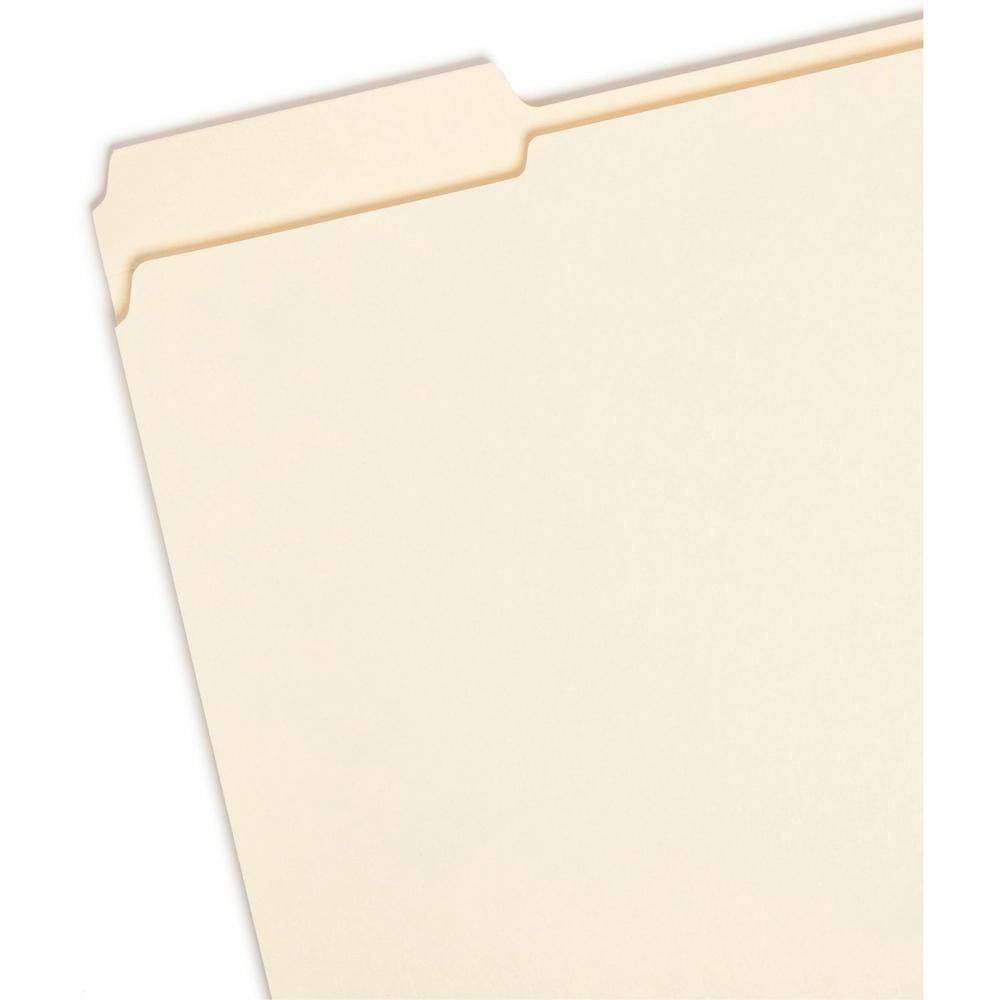 Smead 1/3 Tab Cut Letter Recycled Top Tab File Folder - 8 1/2" x 11" - 3/4" Expansion - Top Tab Location - Assorted Position Tab Position - Manila - Manila - 10% Recycled - 100 / Box. Picture 2