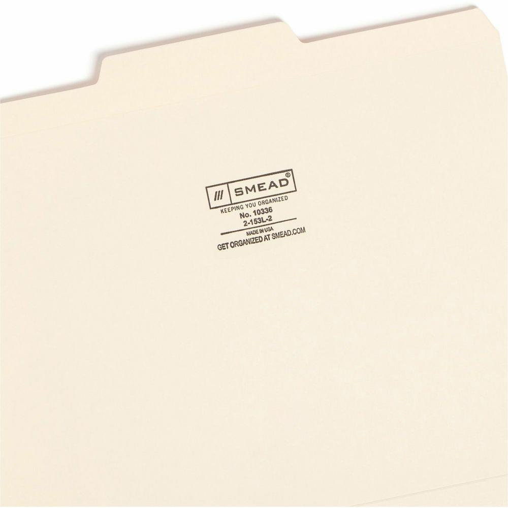 Smead 1/3 Tab Cut Letter Recycled Top Tab File Folder - 8 1/2" x 11" - 3/4" Expansion - Top Tab Location - Center Tab Position - Manila - 10% Recycled - 100 / Box. Picture 5