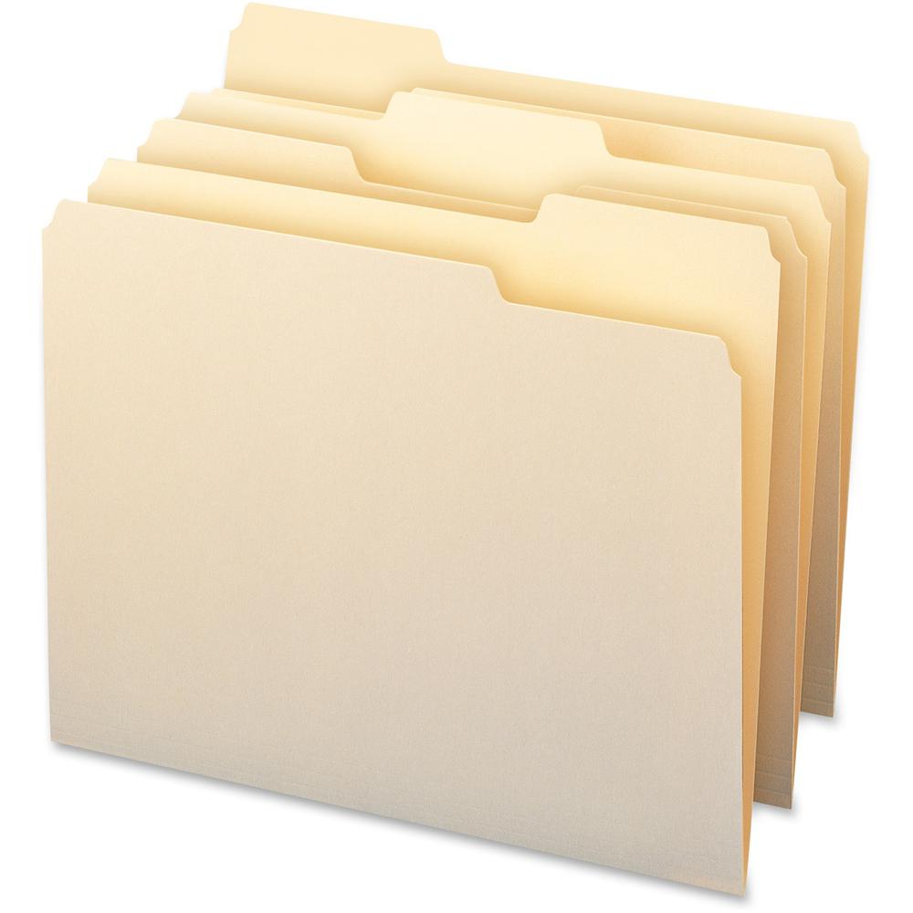Smead WaterShed/CutLess 1/3 Tab Cut Letter Recycled Top Tab File Folder - 8 1/2" x 11" - 3/4" Expansion - Top Tab Location - Assorted Position Tab Position - Manila - Manila - 30% Recycled - 100 / Box. Picture 5