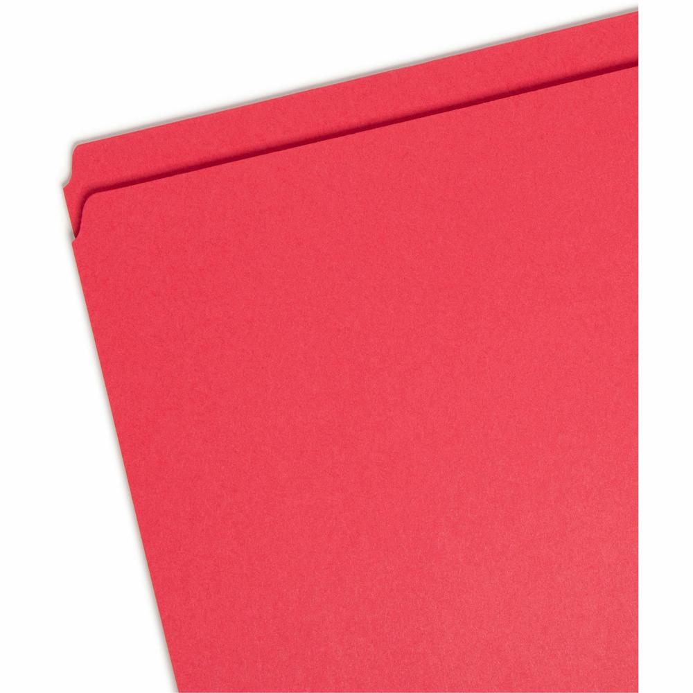 Smead Colored Straight Tab Cut Letter Recycled Top Tab File Folder - 8 1/2" x 11" - 3/4" Expansion - Red - 10% Recycled - 100 / Box. Picture 4