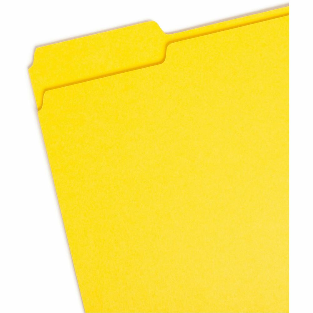 Smead Colored 1/3 Tab Cut Letter Recycled Top Tab File Folder - 8 1/2" x 11" - 3/4" Expansion - Top Tab Location - Assorted Position Tab Position - Yellow - 10% Recycled - 100 / Box. Picture 5